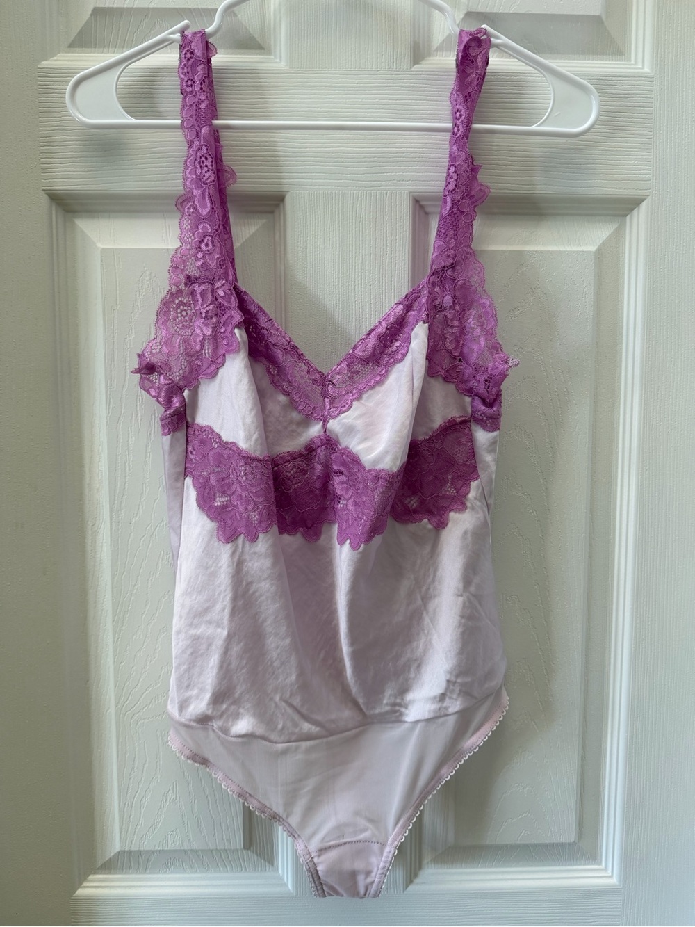 Intimately Free People Purple Satin Floral Lace Bodysuit Size XS